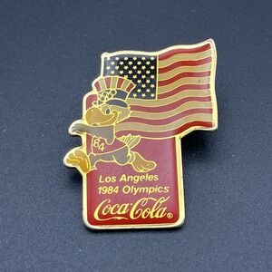 Vintage 1984 Los Angeles Olympics Coca Cola Sam Eagle American Flag Lapel‎ Pin